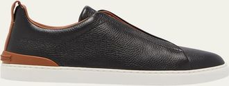 Ermenegildo Zegna Mens Triple Stitch Deerskin Leather Sneakers