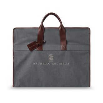 Brunello Cucinelli Tassen, Heren, Grijs, ONE Size, Leer, Reistas van technisch textiel en leer