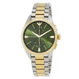 Emporio Armani Chronograph Quartz Green Dial Two-Tone Mens Watch AR11511