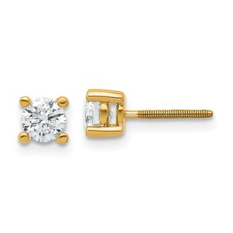 Diamond2Deal 14k White Gold 2/3 ct Round Lab Grown Diamond Stud Earrings Screw Back VS Clarity, D-E Color