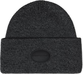 Alexander Wang Ribbed Beanie met Domde Logo Patch - Dames - Hoeden - Zwart - ONE Size - Accessoires