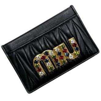 Miu Miu Pre-owned Card case - Dames - Vintage Accessoires - Zwart - ONE Size - Leer - Vintage