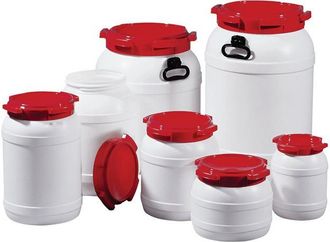 OEM Bid&oacute;n De Cuello Ancho 68.0l Blanco Con Tapa Roja Con 2 Asas Apertura De Llenado-d.282mm