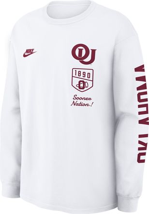 Nike Oklahoma Legacy Nike Mens College Long-Sleeve T-Shirt in White | 04T910AOKV-4MX