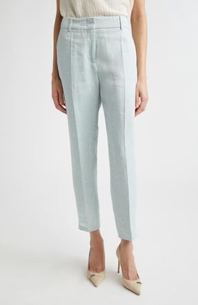 Eleventy Slim Fit Linen Trousers in Jade at Nordstrom, Size 00 Us