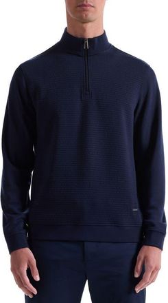 Bugatchi Quarter Zip Top in Navy at Nordstrom, Size X-Large