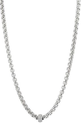 Savvy Cie Jewels RHODIUM PLATED POUNDE FRANCO WITH PAVE RHONDELLE NECKLACE