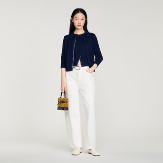 Sandro Striped wool and cashmere cardigan