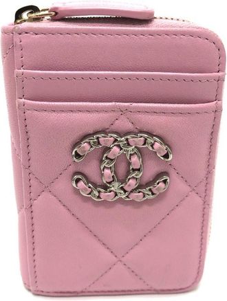 Chanel Matelasse Pink Leather Coin Purse/Coin Case (Pre-Owned)