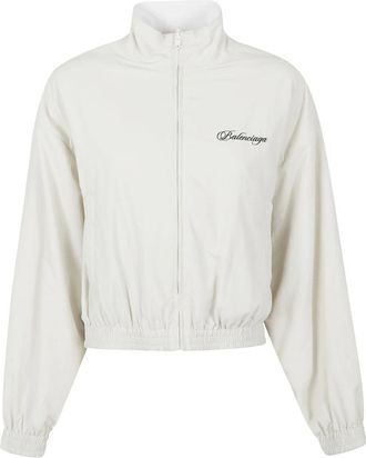 Balenciaga Cursive Tracksuit Jacket - Dames - Bomber jackets - Wit - L - Polyester - Jassen