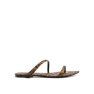 Saint Laurent Brown Fabric Flat Womens Sandals