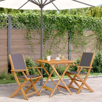 vidaXL Juego De Bistro De 3 Piezas Tela Y Madera Maciza Antracita Vidaxl