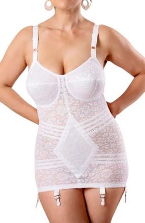 Rago Extra Firm Floral Body Briefer in White at Nordstrom, Size 38Dd