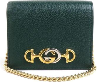 Gucci Dark Green Gold Silver Leather Metal Wallet (Bi-Fold) (Pre-Owned)