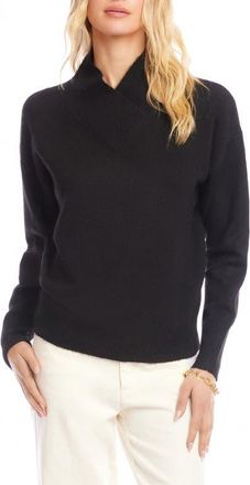 Karen Kane Crossover Collar Sweater in Black at Nordstrom, Size X-Large P