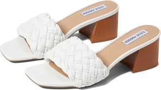 Steve Madden Incentive Sandals Womens White Braided Block Heel JOBB740