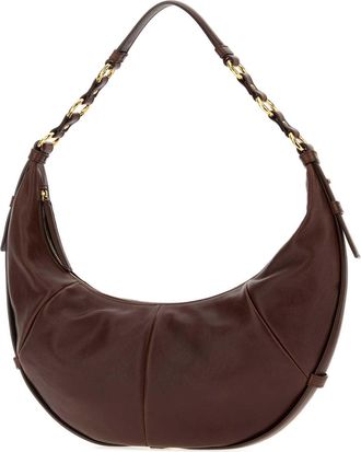 Saint Laurent Womens Saharienne Shoulder Bag Brown Lamb