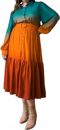 Flying Tomato Printed Woven Midi Dress In Teal Brown