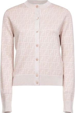 Fendi Cardigans, female, Pink, XS, FF-jacquard Cardigan