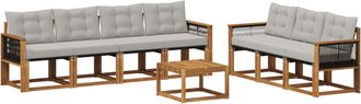 vidaXL Conjunto De Sof&aacute;s De Exterior 8 Uds. Natural Y Gris Claro Vidaxl