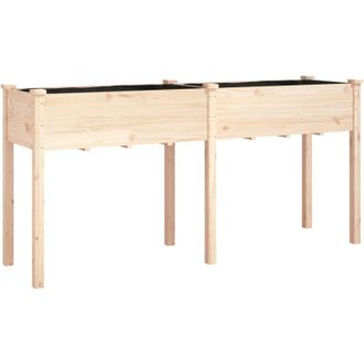 vidaXL Jardinera Con Forro Madera Maciza De Abeto 161x45x76 Cm Vidaxl