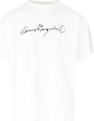 Maison Margiela White Loose-Fit Signature Printed T-Shirt