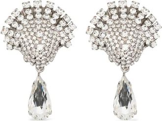 Alessandra Rich Shell-design Crystal Drop Oorbellen - Dames - Oorbellen - Grijs - ONE Size - Accessoires