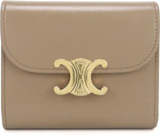 Celine Beige Leather Wallet (Tri-Fold) (Pre-Owned)