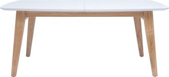 Miliboo Mesa extensible rectangular de madera blanca y roble claro de 180-230 cm fifties con extensiones integradas