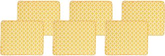 Beliani Conjunto De 6 Cojines Amarillo Blanco 31 X 39 Cm Asiento Cuerda Tolve