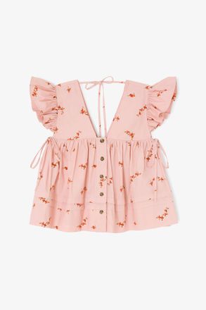 Ganni Pink Blouse in Cotton - Size 34 Organic
