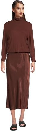 Michael Stars Padma 2-in-1 Dress Womens Dress Espresso : LG (US 8-10), Rayon/Satin/Spandex