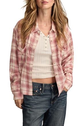 Lucky Brand Plaid Crop Button-Up Shirt in Pink Plaid at Nordstrom, Size Xx-Large Regular