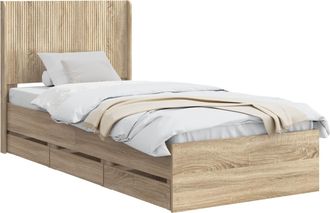 vidaXL Estructura De Cama Con Almacenamiento Y Cabecero Roble Sonoma Vidaxl
