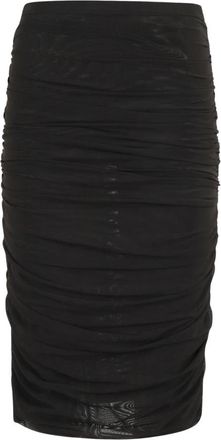 Federica Tosi Gonna longuette in tulle drappeggiato - Dames - Midirokken - Zwart - L - Tule - Rokken
