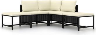 vidaXL Vidaxl - Set De Sof&aacute;s De Jard&iacute;n 5 Pzas Y Cojines Rat&aacute;n Sint&eacute;tico Negro