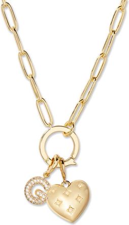 Brook & York Lillian Initial Heart Charm Necklace in Gold G at Nordstrom