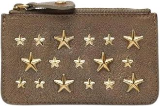 Jimmy Choo London Pre-owned Wallets, female, Gray, Size: ONE SIZE Pre-owned Star Studs Leather Coin Case
