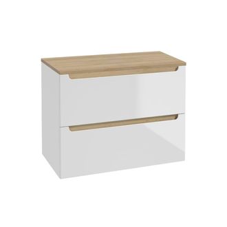 Petits Meubles Mueble bajo lavabo 2 cajones encimera estratificado Blanco