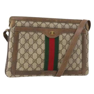 Gucci Pre-owned Cross Body Bags, female, Beige, Size: ONE SIZE Pre-owned Vintage GG Canvas Shoulder Bag