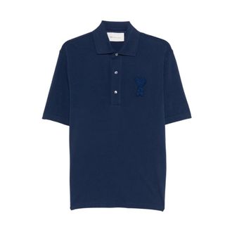Ami Polo Shirts, female, Blue, Size: XS De Coeur Light Cotton Piqu&eacute; Polo