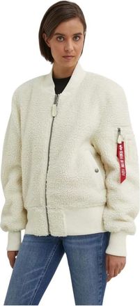 Alpha Industries Jassen, Dames, Beige, M, Leer, Ma-1 Teddy