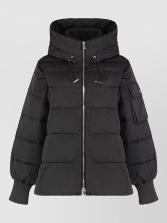 Pinko hooded ribbed cuff short down jacket