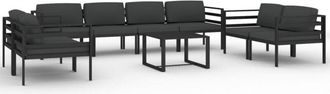 vidaXL Set Muebles De Jard&iacute;n 9 Pzas Y Cojines Aluminio Gris Antracita Vidaxl