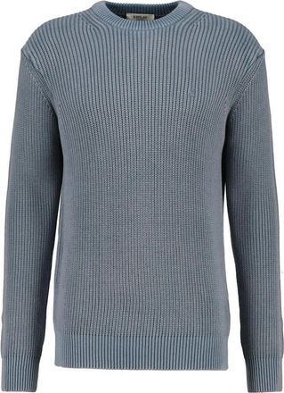 Replay Sweater met verweerd effect van katoen - Heren - Ronde hals truien - Blauw - M - Katoen - Truien & Vesten