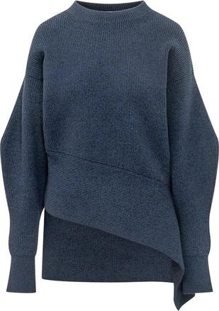 Givenchy Lange trui met ronde hals - Dames - Ronde hals truien - Blauw - S - Truien & Vesten