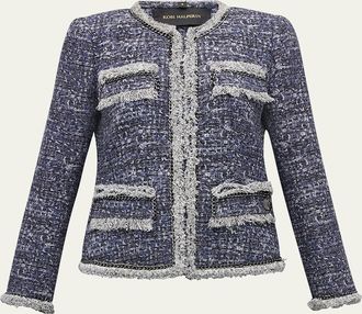 Kobi Halperin Keaton Chain-Trim Fringed Tweed Jacket