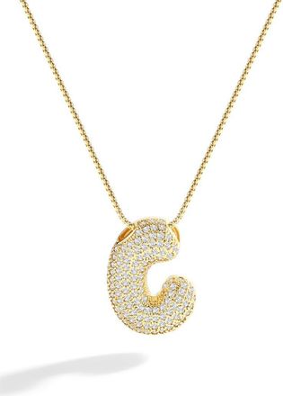 Mint & Lily Pave Bubble Initial Necklace in 18K Gold /Letter C at Nordstrom