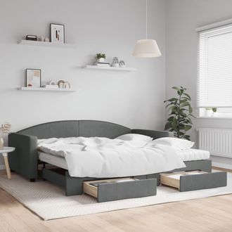 vidaXL Vidaxl - Sof&aacute; Cama Nido Con Cajones Tela Gris Oscuro 100x200 Cm