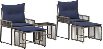 vidaXL Juego De Muebles De Exterior 11 Uds. Gris Y Azul Marino Vidaxl